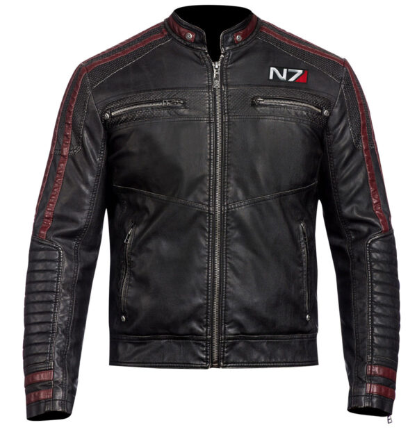 Mens Biker N7 Street Fighter Commander Moto Black Gaming Biker Leather Jacket