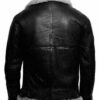 Men's Black RAF Shearling B3 Bomber Fur Collared Leather jacket Aviator Sheepskin - Image 2