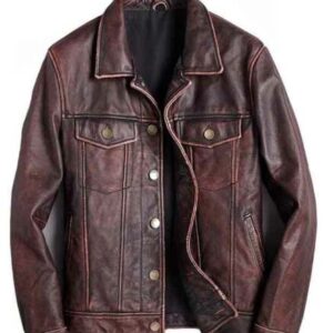 Men’s Motorcycle Biker Vintage Café Racer Distressed Brown Real Leather Jacket